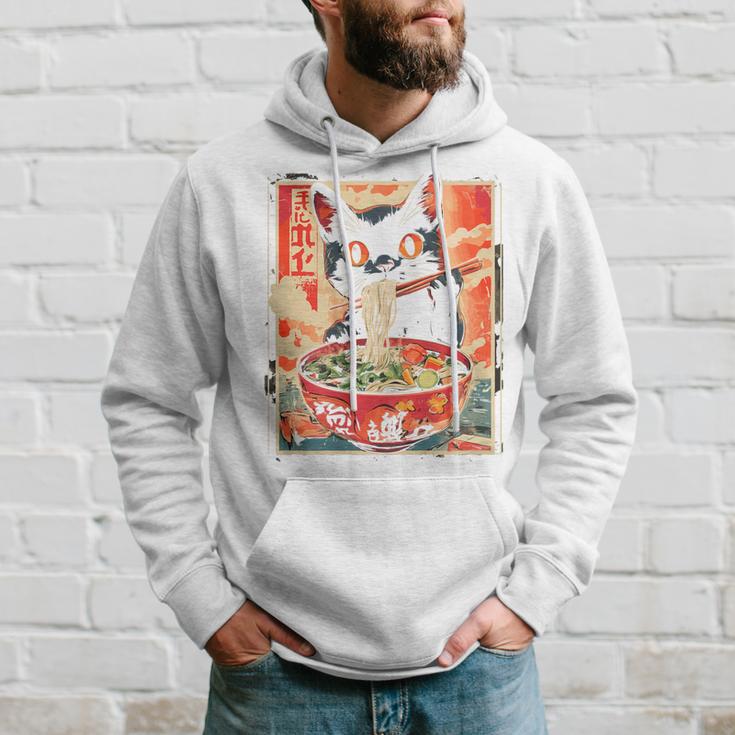 Cat Ramen Noodle Japanese Backprint Kapuzenpullover Geschenke für Ihn