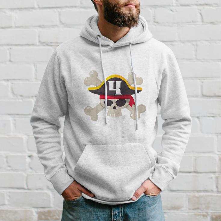 Children's Pirate 4 Years Attention I'm 4 4Th Birthday Boys Kapuzenpullover Geschenke für Ihn