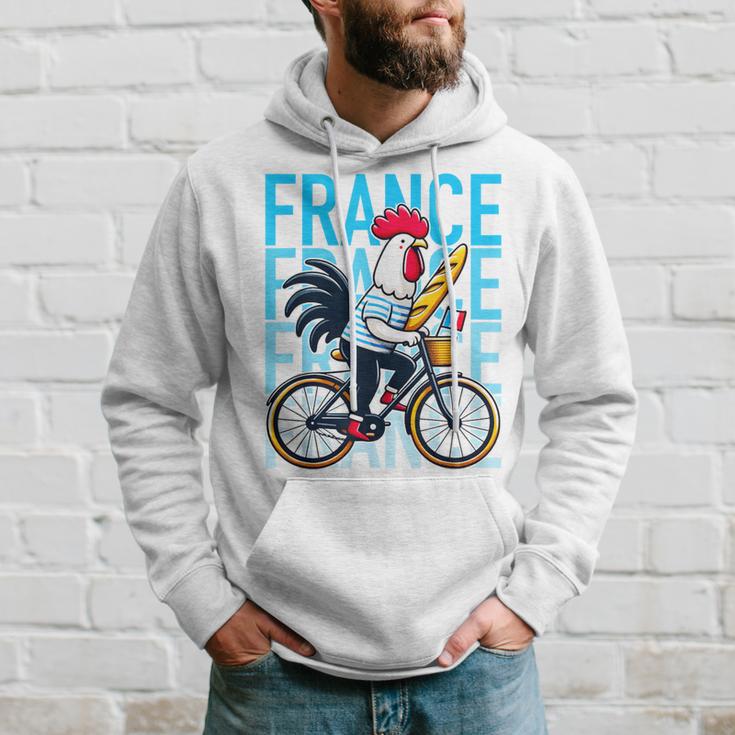 France Bicycle And Baguette Breton Stripes Rooster Kapuzenpullover Geschenke für Ihn