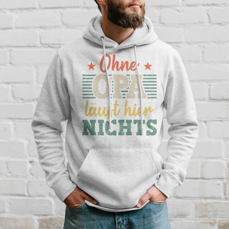 Ohne Opa Läuft Hier Nichts Bester Opa Long-Sleeved Kapuzenpullover Geschenke für Ihn