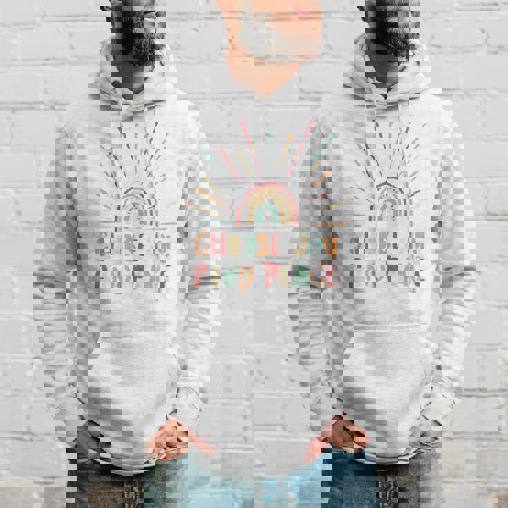 Vintage Choose Joy Find Peace Mensaje Positivo Manga Larga Sudadera Regalos para él