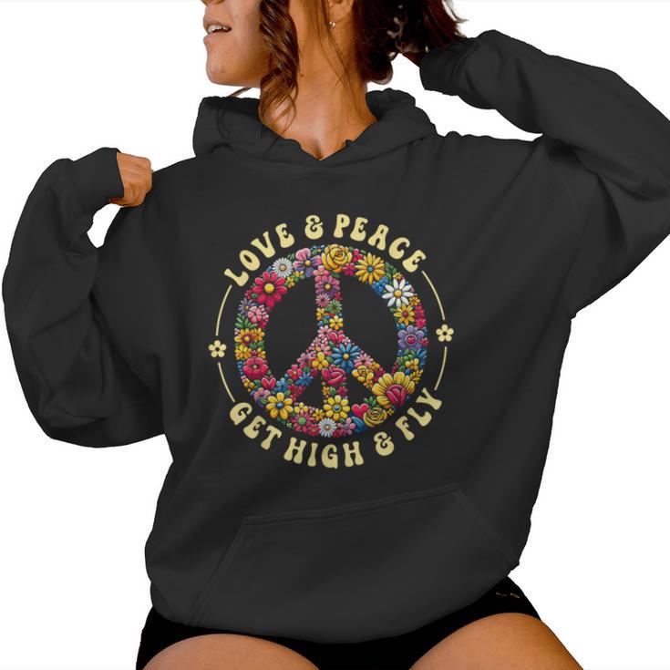 70S Flower Power Love Peace Hippie Costume Kapuzenpullover für Damen