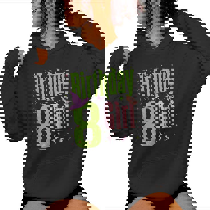 8Th Birthday Witch Pink And Green 8 Year Old Birthday Girl Women Hoodie
