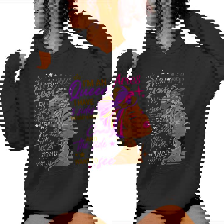 Aries Queen I Have 3 Sides Aries Zodiac Sign Birthday Women Hoodie