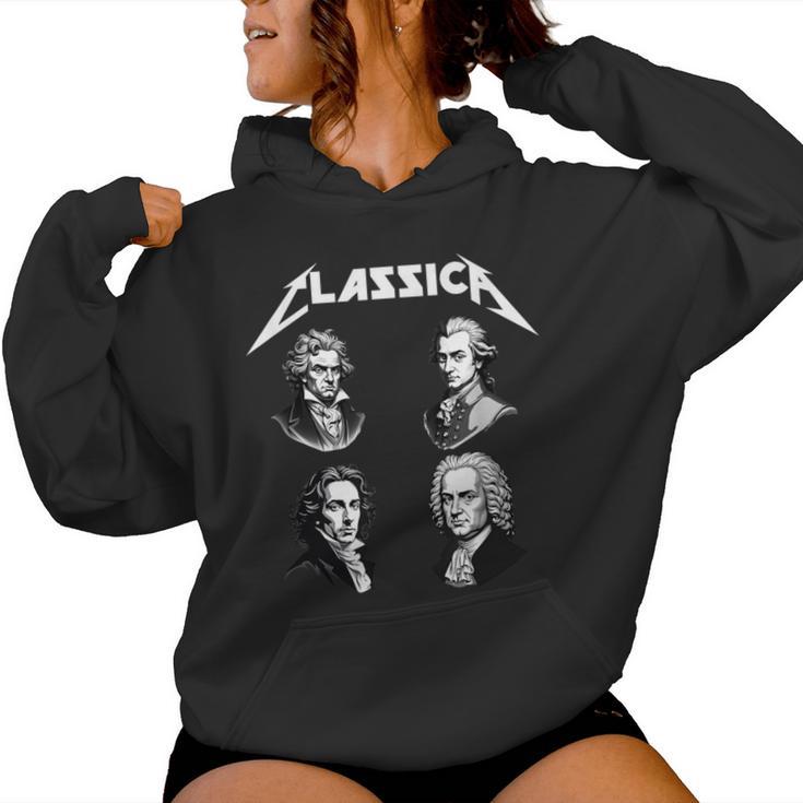 Bach Beethoven Chopin Mozart Divertidos Compositores De Música Clásica Sudadera con capucha para mujer