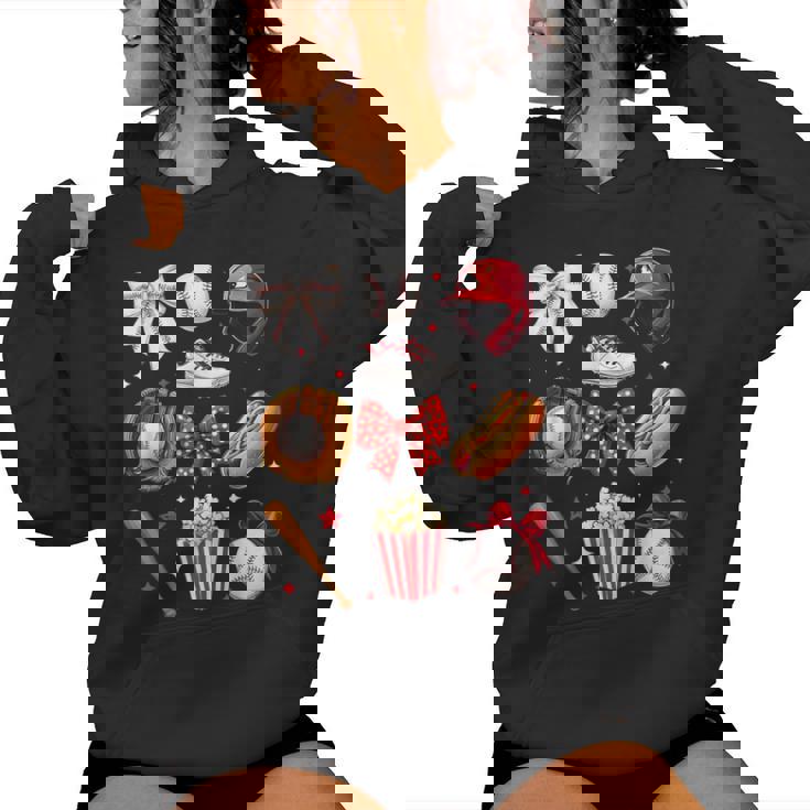 Baseball Mom Coquette Bow Mother's Day Baseball Mama Women Hoodie