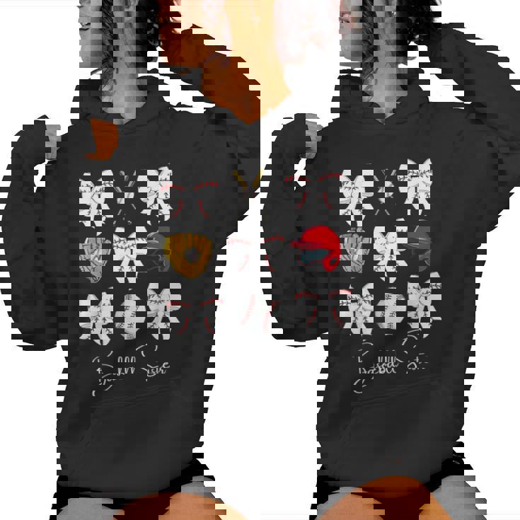 Baseball Sister Coquette Bow Girls Cheer Baseball Women Hoodie