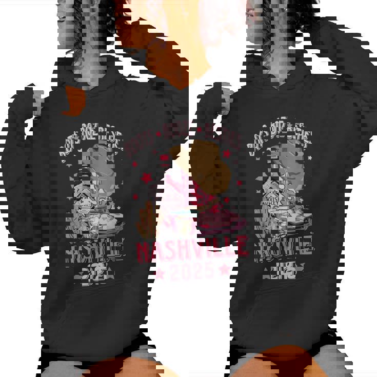 Boots Booze & Besties Nashville 2025 Girls Trip Drinking Women Hoodie