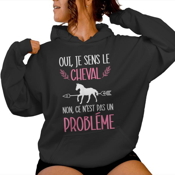 Chevaux Drôle Fille Oui Je Sens Le Cheval Equitation Sweat à capuche oversize pour femme avec imprimé dans le dos