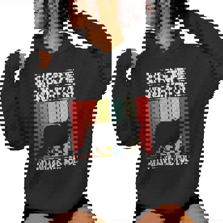 I Like Coffee And My Cat Maybe 3 People Siberian Cat Lover Sudadera con capucha para mujer