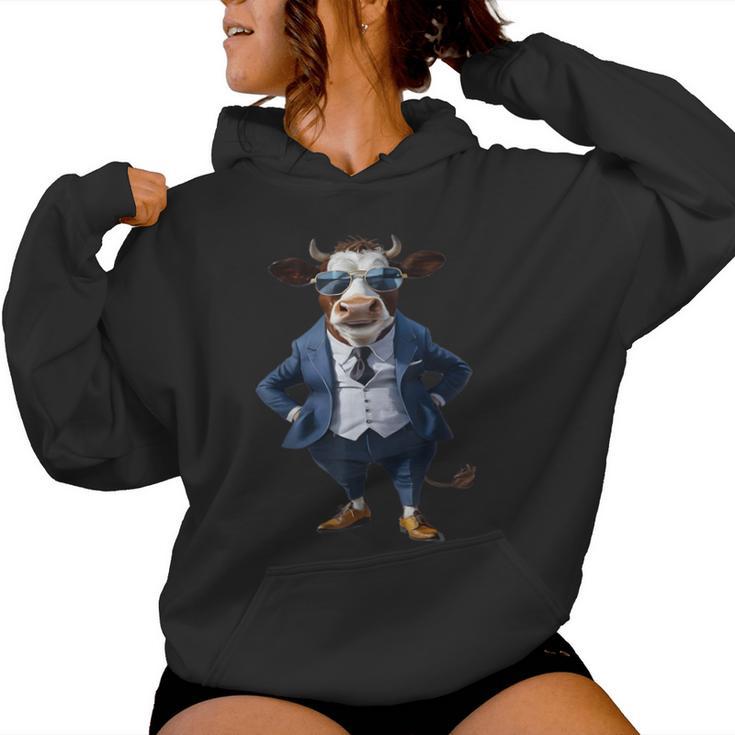 Cow Women's Cow In Suit Cow Kapuzenpullover für Damen