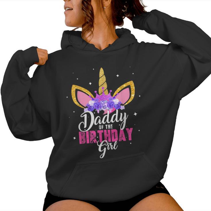 Daddy Of The Birthday Girl Unicorn Birthday Father Dad Blue Kapuzenpullover für Damen