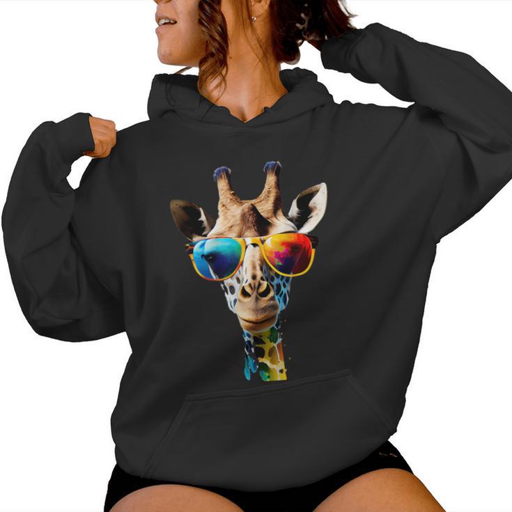 Giraffe With Sunglasses Kapuzenpullover für Damen