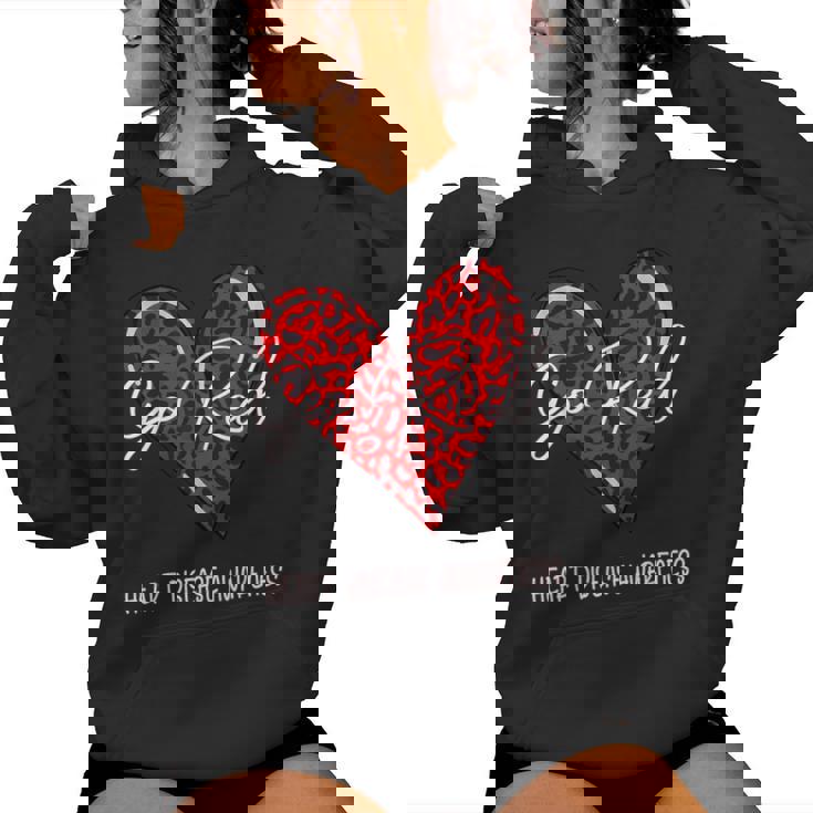 Go Red For Heart Disease Awareness Month Leopard Women Hoodie