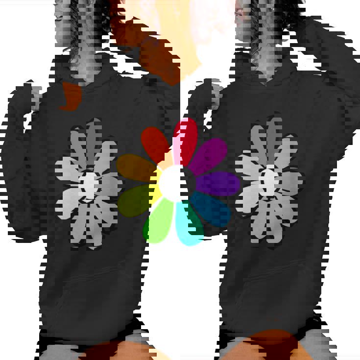 Hippie 70S 80S Retro Funky Flower Hippie Love Flower Cuello Sudadera con capucha para mujer