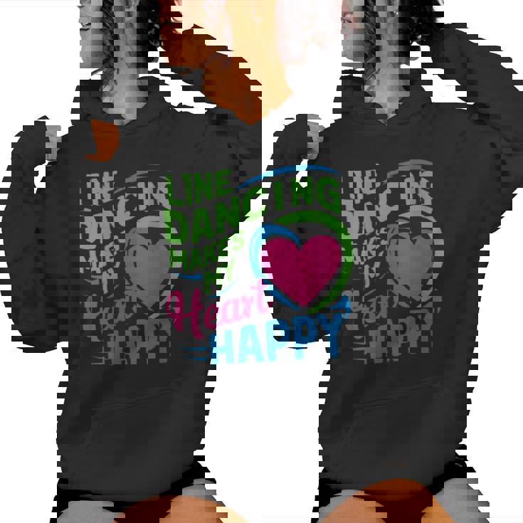 Line Dancing Hace Mi Corazón Feliz Danza Cuello Sudadera con capucha para mujer