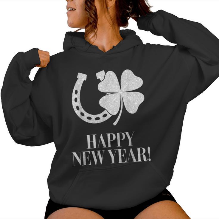 New Year's Eve Outfit Happy New Year Clover Horseshoe Lucky Kapuzenpullover für Damen