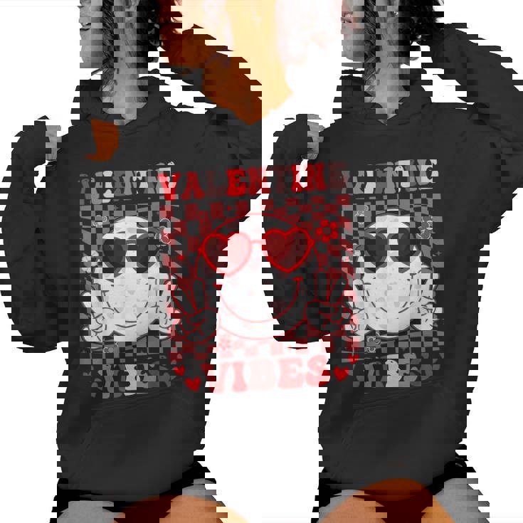 Retro Groovy Valentines Day Girl Valentine Vibes Women Hoodie