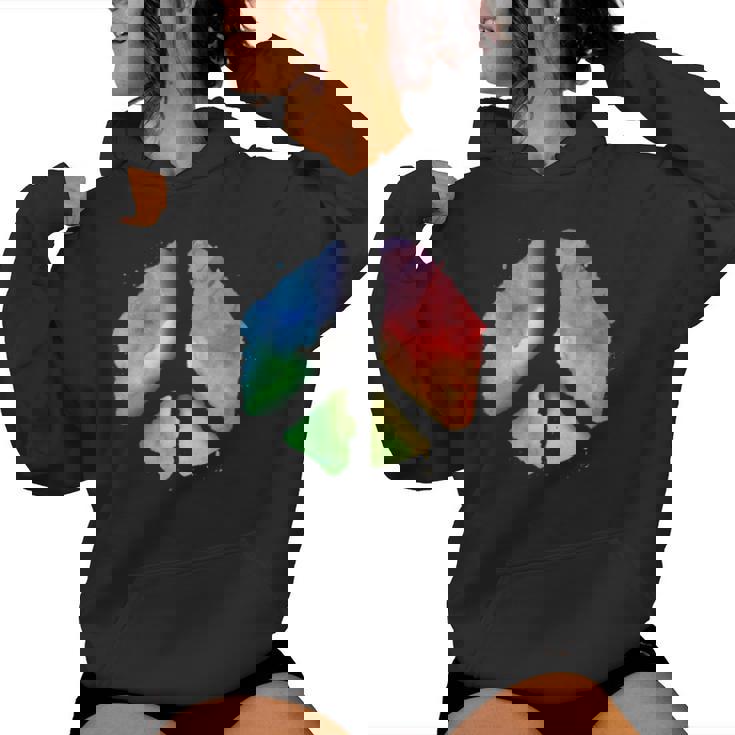Signe De Paix Aquarelle Arc-En-Ciel Symbole De Paix Minimali Sweat à capuche femme