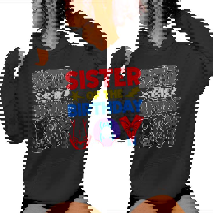 Sister Of The Birthday Boy Matching Spider Family Birthday Women Hoodie
