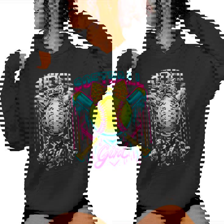 Softball Player Girl Ice Cream Softball Drip Women Hoodie