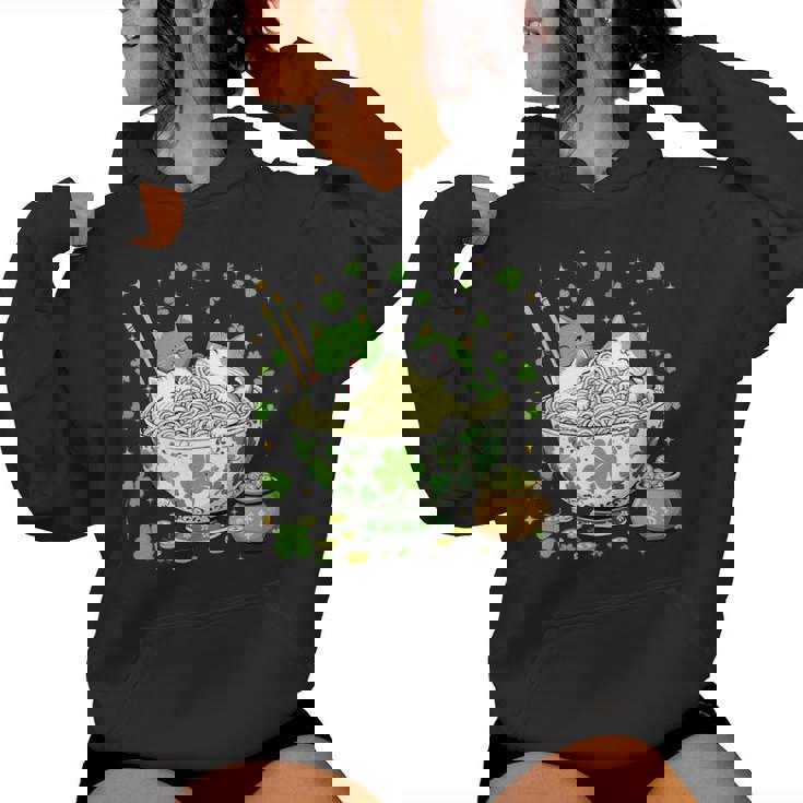 St Patrick's Day Irish Ramen Cats Cute Anime Girls Women Hoodie