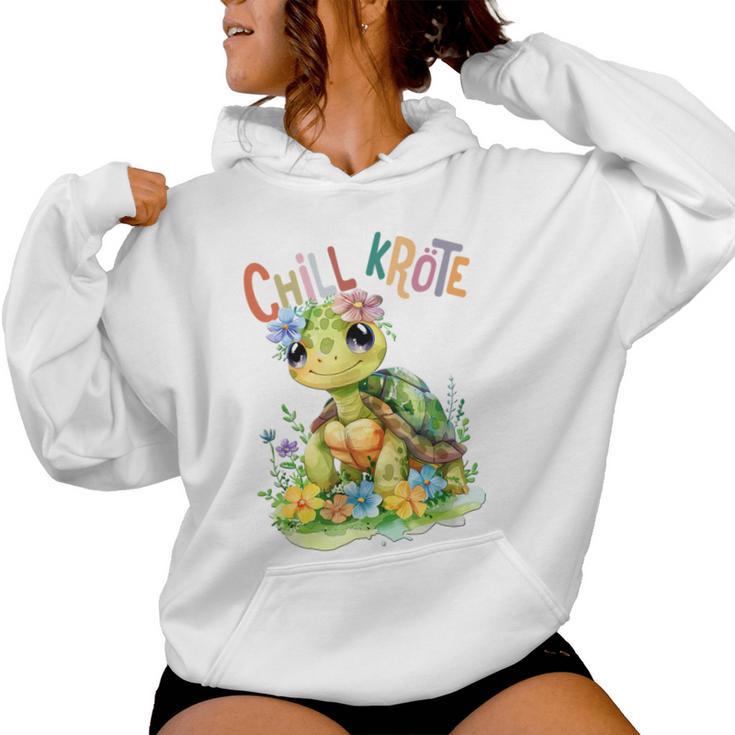 Baby Turtle With Flowers Cute Toad Girl Chill Toad Kapuzenpullover für Damen