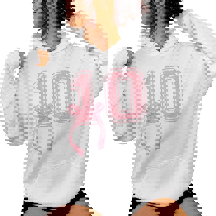 Birthday Girl Pink Coquette Bow 10 Year Old Aesthetic Girly Women Hoodie