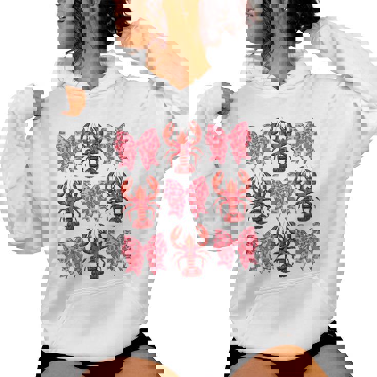 Cute Coquette Bow Crawfish Graphic Y2k Girls Aesthetic Women Hoodie
