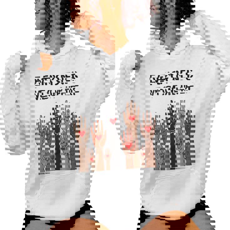 Everyone Is Welcome Here Idaho Teacher Sudadera con capucha para mujer
