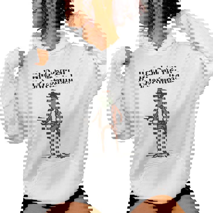 Hold On Partner Im Overstimulated Cowboy Frog & Womens Women Hoodie