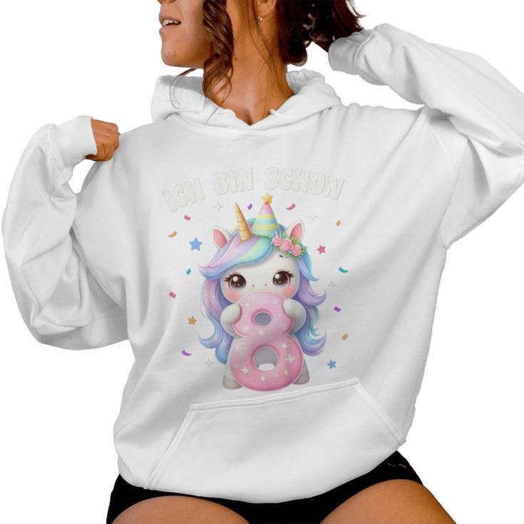 Kinder 8 Geburtstag Mädchen 8 Jahre Einhorn Party Outfit Einhorn Kapuzenpullover für Damen