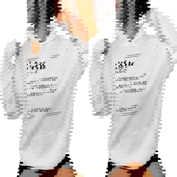 Latina Latina Latina Chica Latina Diccionario Español Sudadera con capucha para mujer