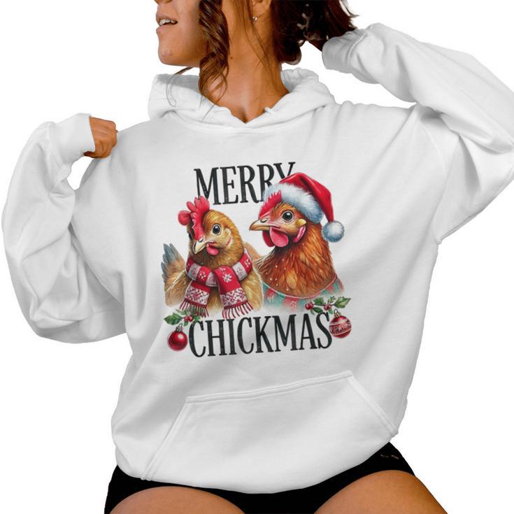 Merry Chickmas Chicken Christmas Jumper Christmas Farmer Kapuzenpullover für Damen