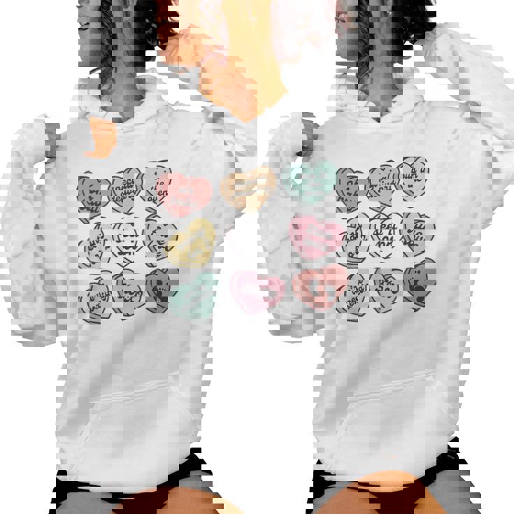 Pregnancy New Mom Candy Heart Cute Valentines Baby Reveal Women Hoodie