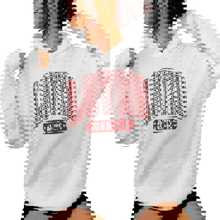 Retro Checked Christian Valentines Loved 3 Women Hoodie