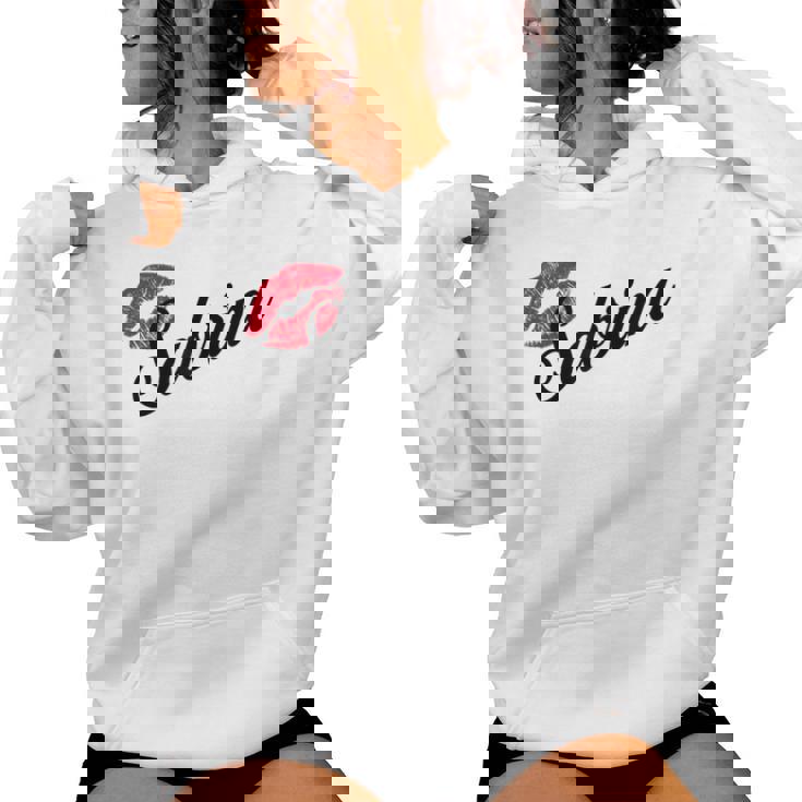 Sabrina Bold Red Lips Personalized Name For And Girls Women Hoodie