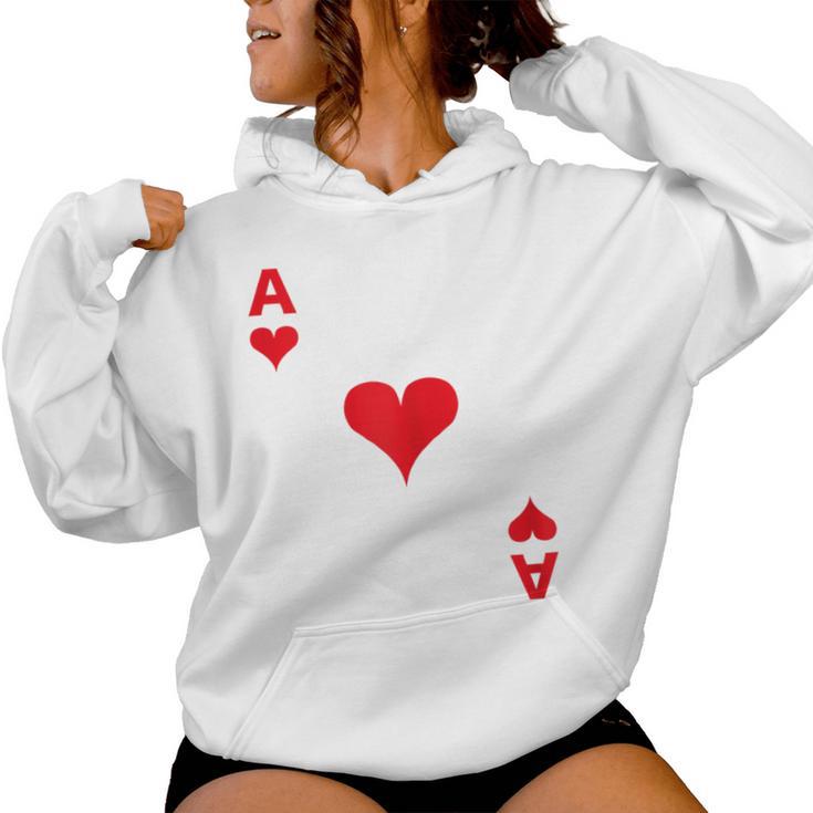 Women's Playing Card Heart Ace Card Costume Fancy Dress Ass Groups Kapuzenpullover für Damen