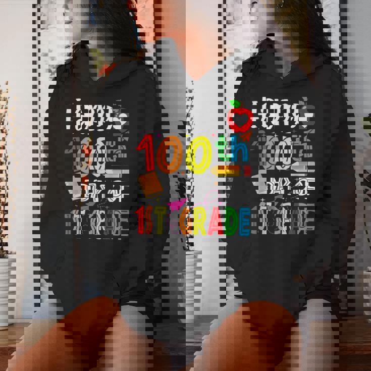 100 Days Smarter First Grade 100Th Day Of School 1St Grade Women Hoodie Gifts for Her