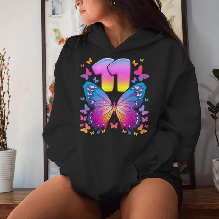 11Th Birthday Girl 11 Years Butterfly Number 11 Kapuzenpullover für Damen Geschenke für Sie