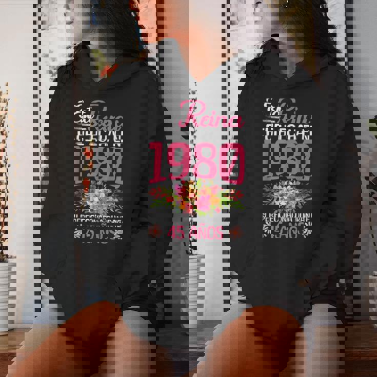 45 Años Regalo De Cumpleaños Hecha En 1980 45 Años Sudadera con capucha para mujer Regalos para ella