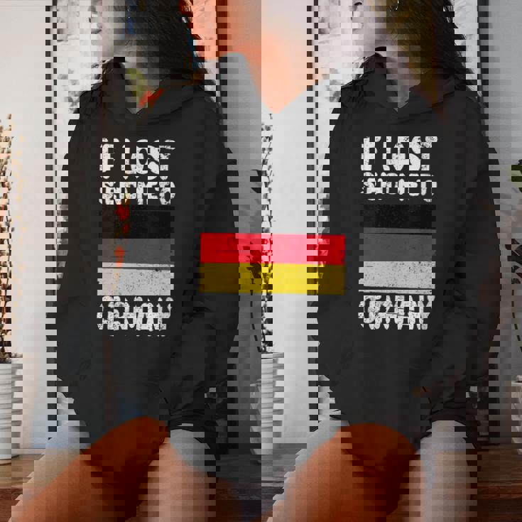 Bandera De Alemania Recuerdo – If Lost Send Me To Germany Cuello Sudadera con capucha para mujer Regalos para ella