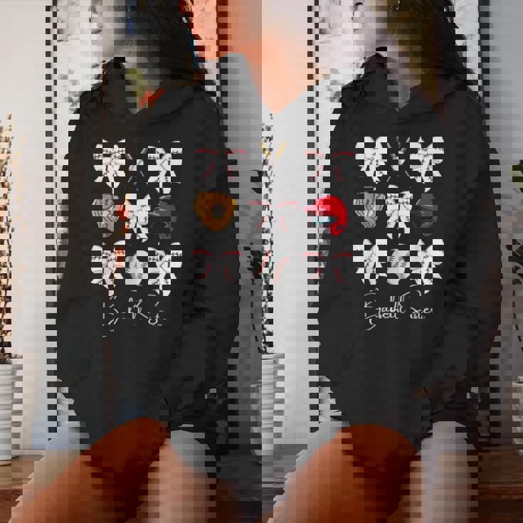 Baseball Sister Coquette Bow Girls Cheer Baseball Women Hoodie Gifts for Her