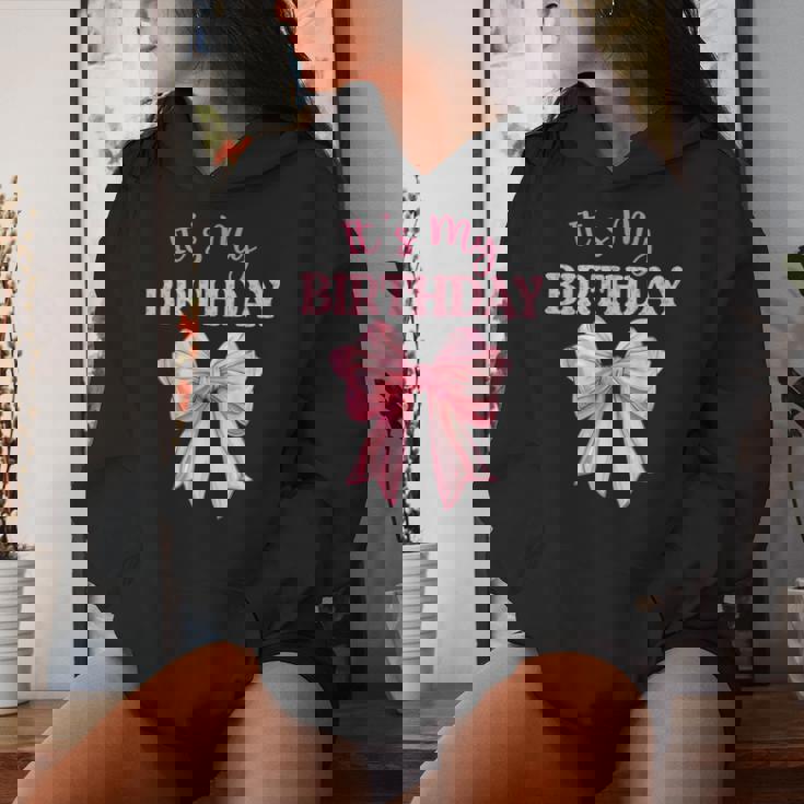 Birthday Girl Coquette Birthday Girl Pink Coquette Bow Women Hoodie Gifts for Her