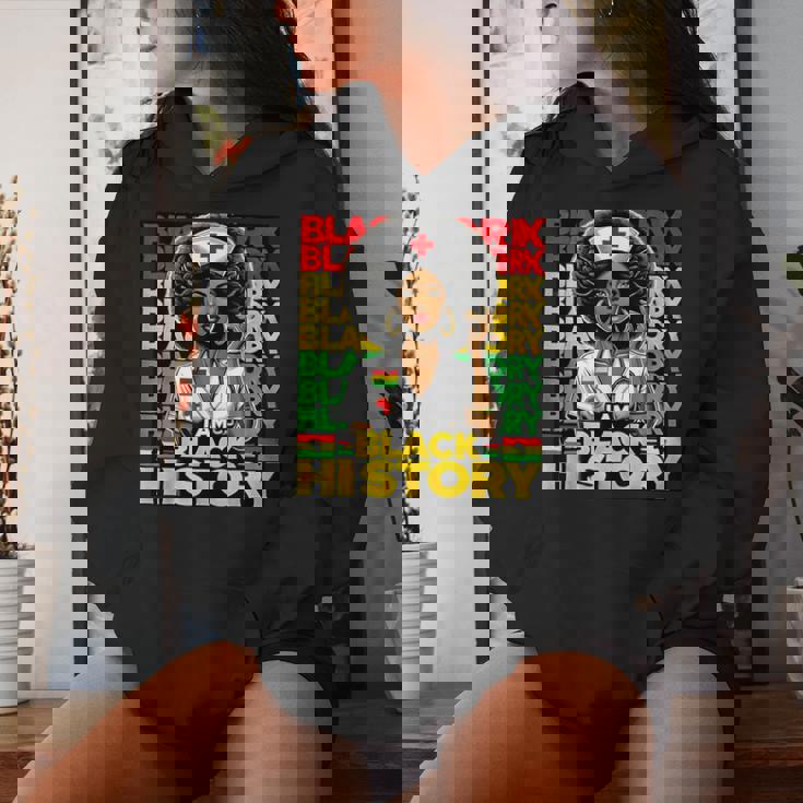Black Woman Nurse Afro Retro Black History Month Women Women Hoodie Gifts for Her