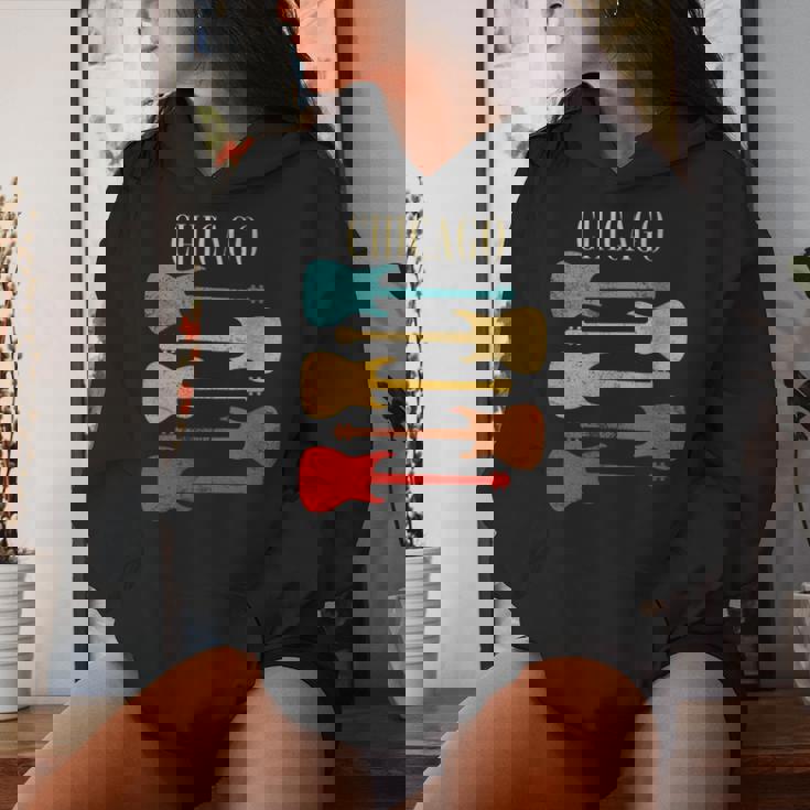 Chicago Concert Rock Music Festival Guitarras Illinois Band Il Cuello Sudadera con capucha para mujer Regalos para ella