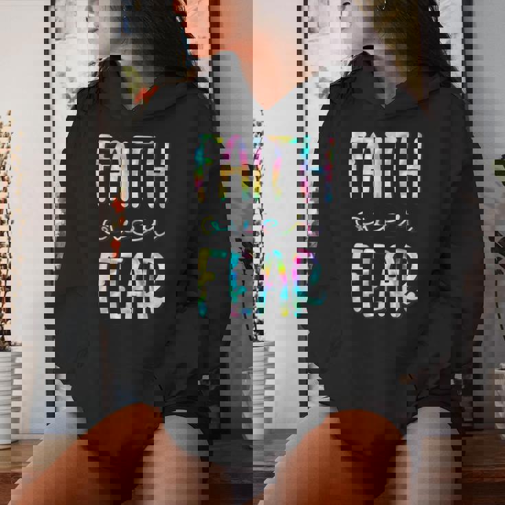 Christian Shirt For Girls Faith Over Fear Trust God Tie Dye Women's Hoodie Gifts for Her