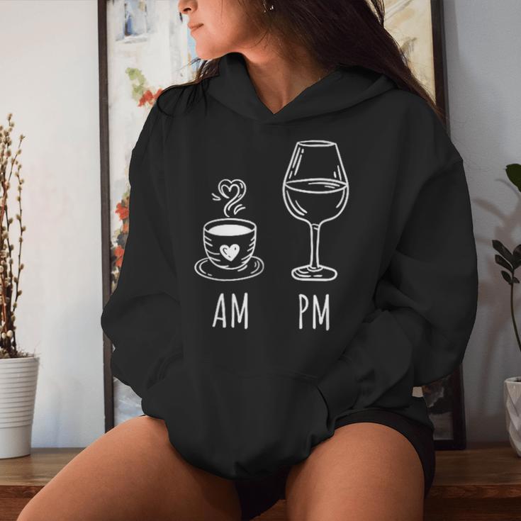 Am Coffee Pm Wine Drink Wine Loveino Kapuzenpullover für Damen Geschenke für Sie