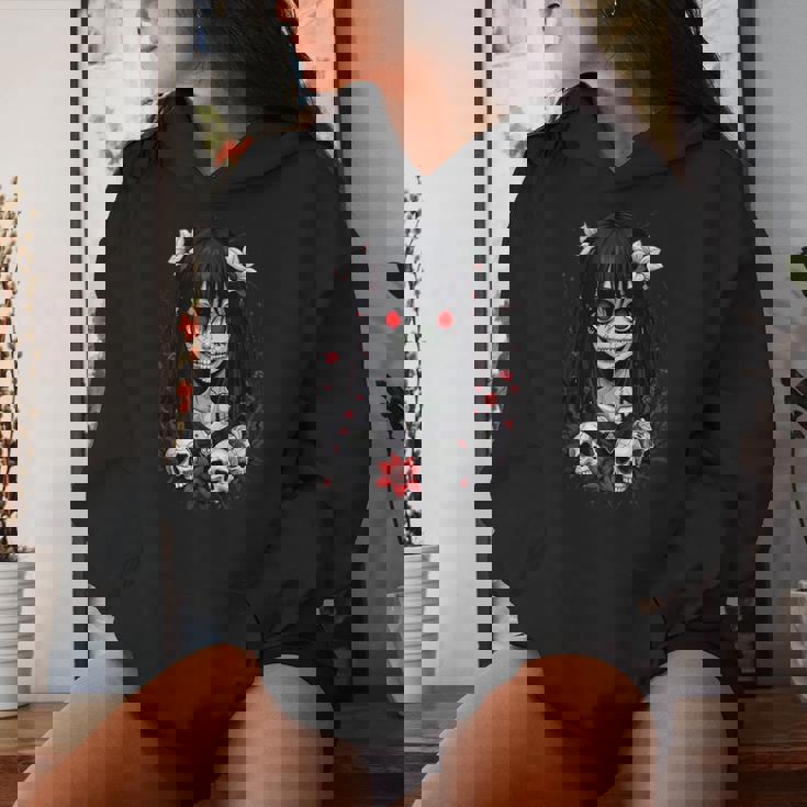 Creepy Kawaii Goth Girl Horror Anime Aesthetic Women Hoodie Gifts for Her