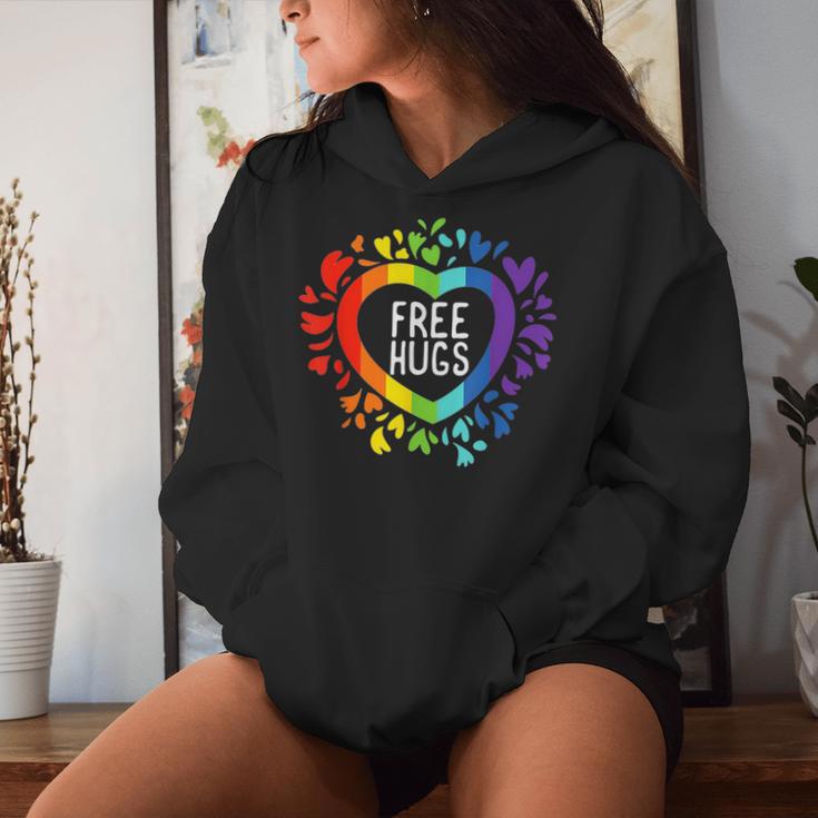 Csd Free Hugs Rainbow Love Lgbt Gay Pride Kapuzenpullover für Damen Geschenke für Sie